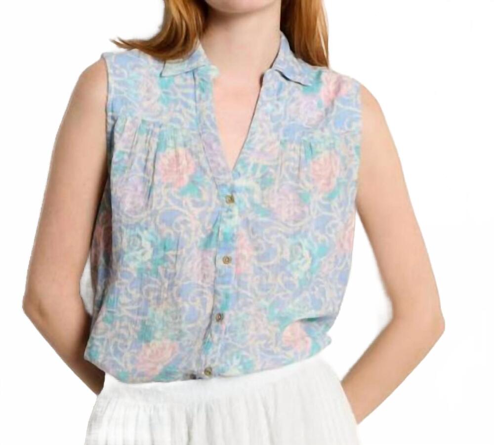 NEW MAISON HOTEL sleeveless v-neck shirt in misty bloom